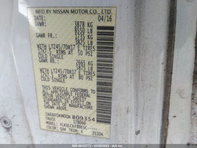 Photo 8 VIN: 1N6BF0KM0GN809354 - NISSAN NV CARGO NV1500 