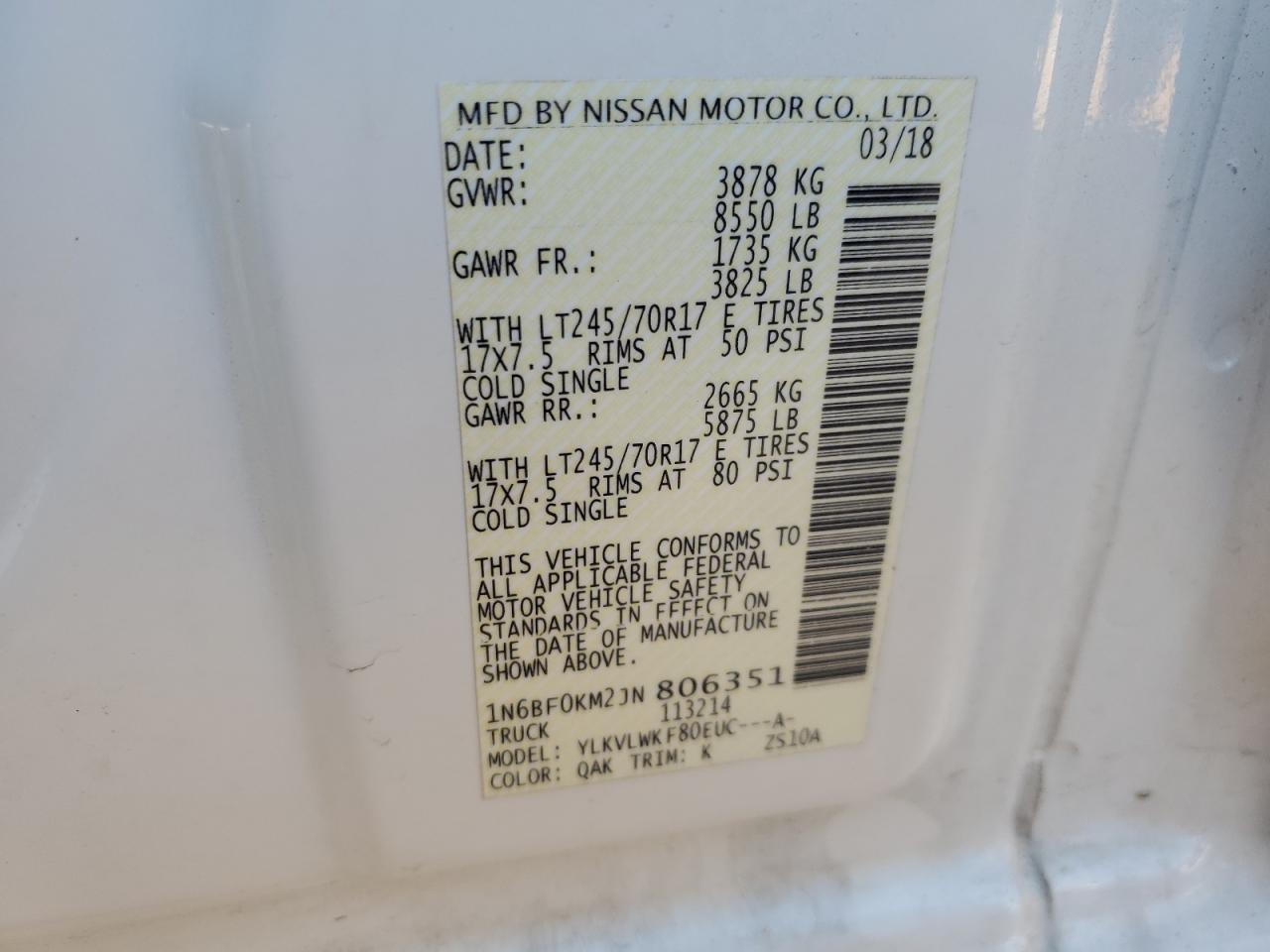 Photo 12 VIN: 1N6BF0KM2JN806351 - NISSAN NV 