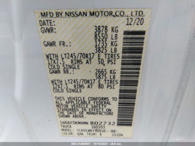 Photo 8 VIN: 1N6BF0KMXMN802732 - NISSAN NV CARGO 