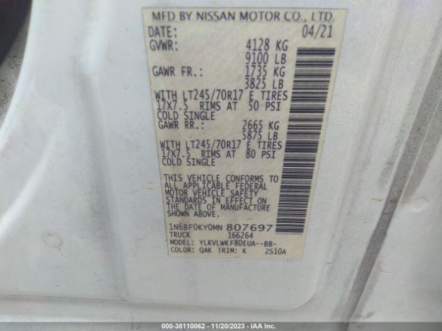 Photo 8 VIN: 1N6BF0KY0MN807697 - NISSAN NV CARGO NV2500 HD 