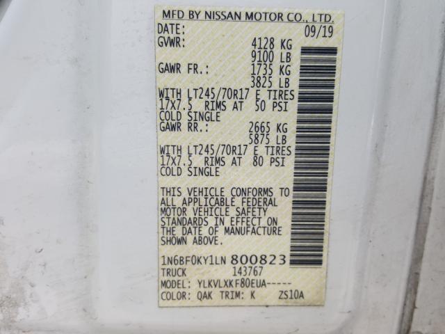 Photo 9 VIN: 1N6BF0KY1LN800823 - NISSAN NV 2500 S 