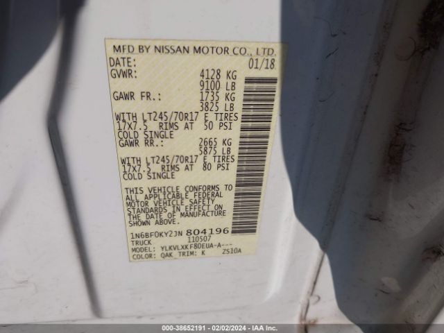 Photo 8 VIN: 1N6BF0KY2JN804196 - NISSAN NV CARGO NV2500 HD 