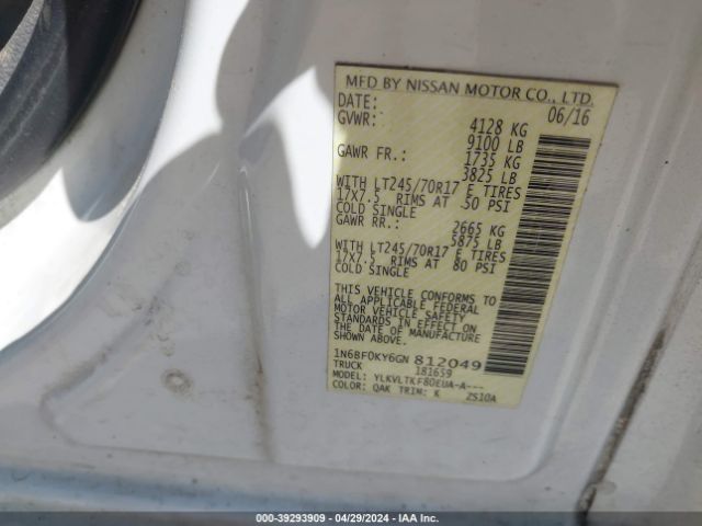 Photo 8 VIN: 1N6BF0KY6GN812049 - NISSAN NV CARGO NV2500 HD 