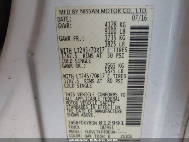 Photo 8 VIN: 1N6BF0KY8GN812991 - NISSAN NV 