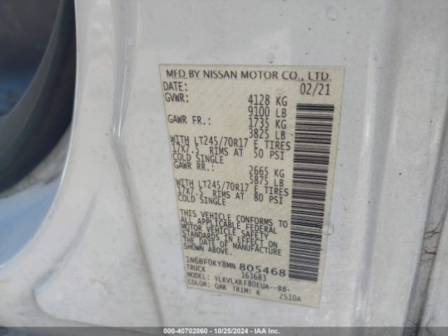 Photo 8 VIN: 1N6BF0KY8MN805468 - NISSAN NV 