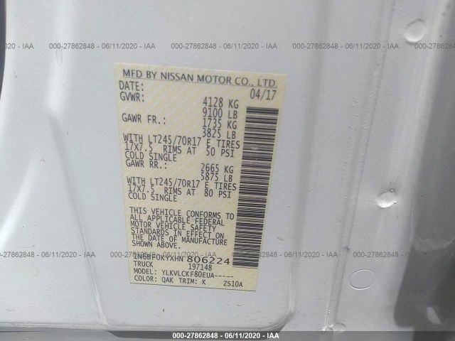 Photo 8 VIN: 1N6BF0KYXHN806224 - NISSAN NV CARGO 