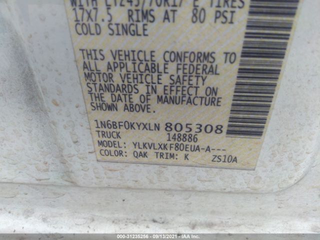 Photo 8 VIN: 1N6BF0KYXLN805308 - NISSAN NV CARGO 