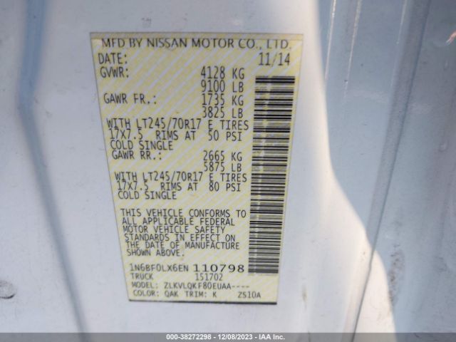 Photo 8 VIN: 1N6BF0LX6EN110798 - NISSAN NV CARGO NV2500 HD 