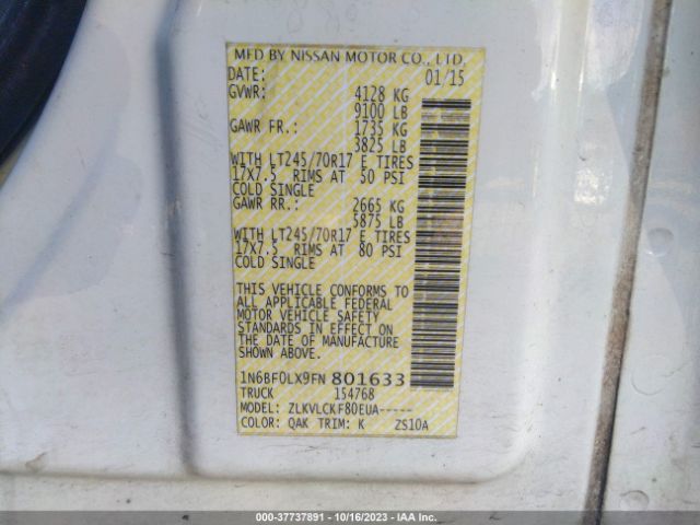 Photo 8 VIN: 1N6BF0LX9FN801633 - NISSAN NV CARGO NV2500 HD 