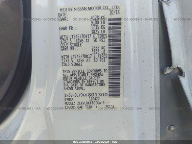 Photo 8 VIN: 1N6BF0LY0KN801300 - NISSAN NV CARGO 