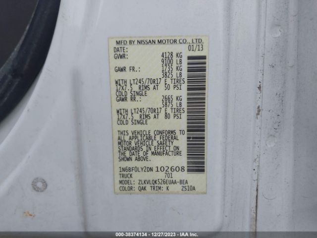 Photo 8 VIN: 1N6BF0LY2DN102608 - NISSAN NV CARGO NV2500 HD 