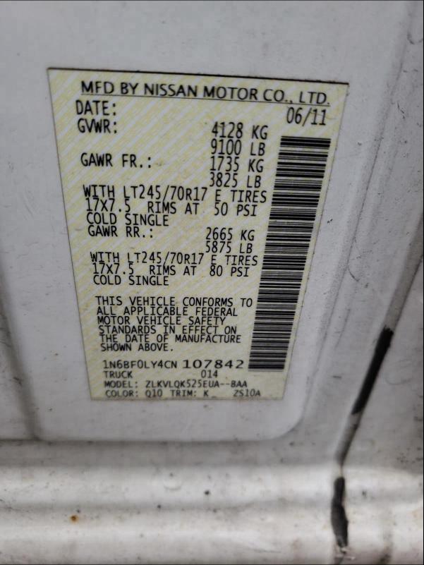 Photo 9 VIN: 1N6BF0LY4CN107842 - NISSAN NV 2500 