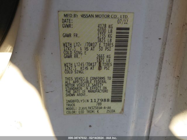 Photo 8 VIN: 1N6BF0LY5CN117988 - NISSAN NV 2500 