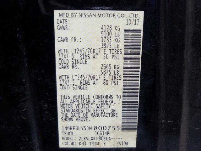 Photo 9 VIN: 1N6BF0LY5JN800755 - NISSAN NV 2500 S 