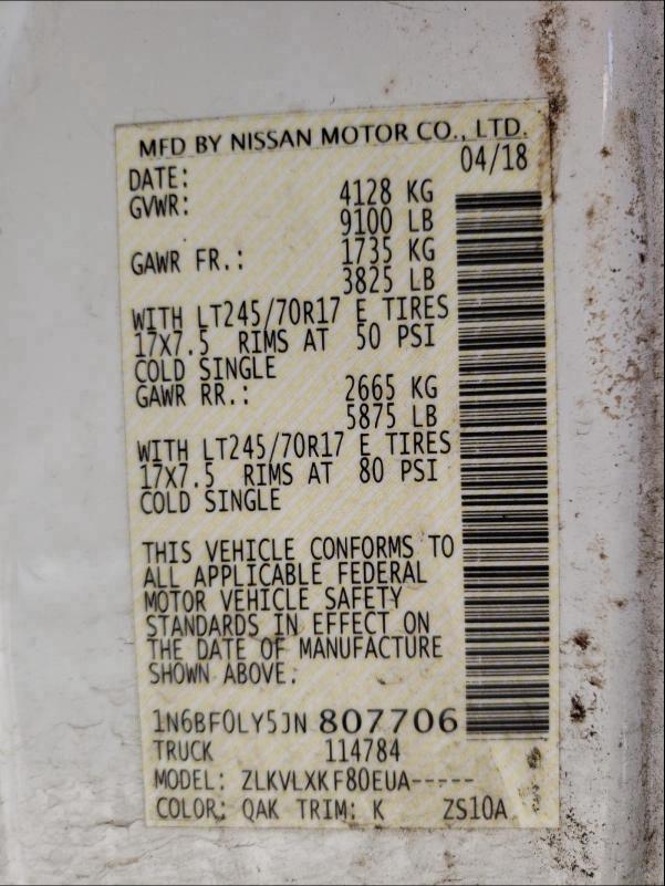 Photo 9 VIN: 1N6BF0LY5JN807706 - NISSAN NV 2500 S 