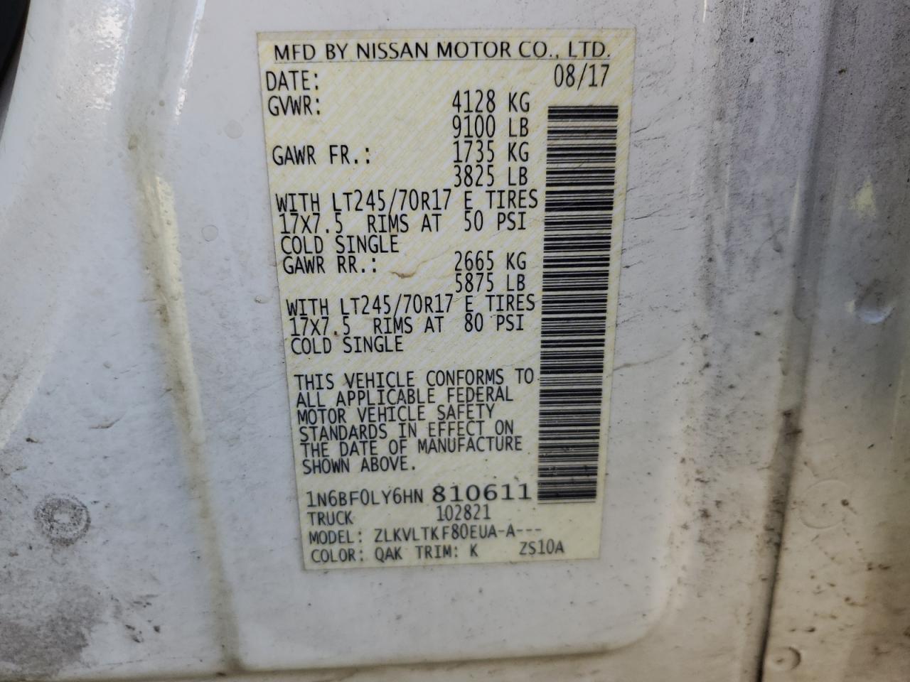 Photo 12 VIN: 1N6BF0LY6HN810611 - NISSAN NV 