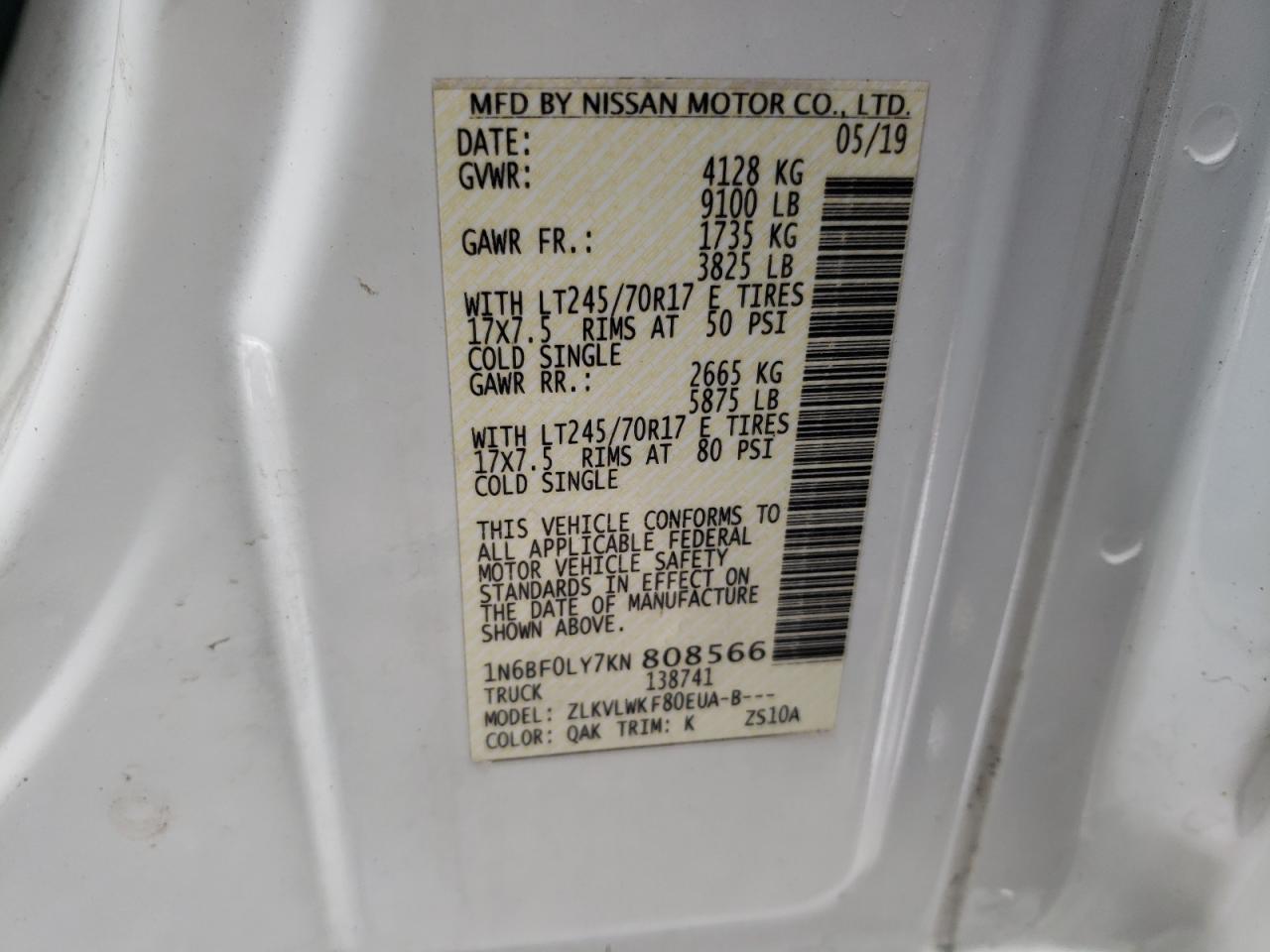 Photo 11 VIN: 1N6BF0LY7KN808566 - NISSAN NV 