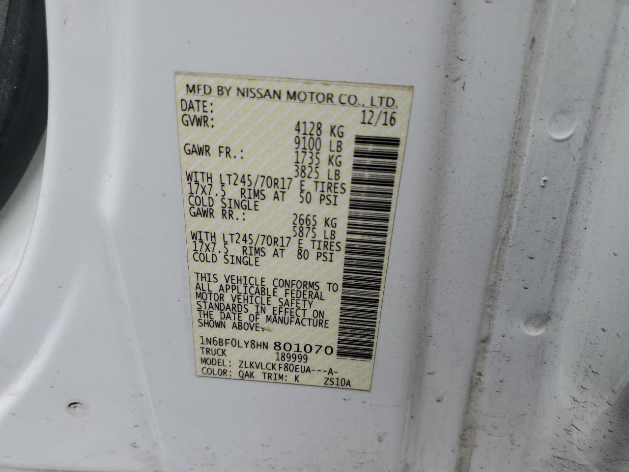 Photo 13 VIN: 1N6BF0LY8HN801070 - NISSAN NV 