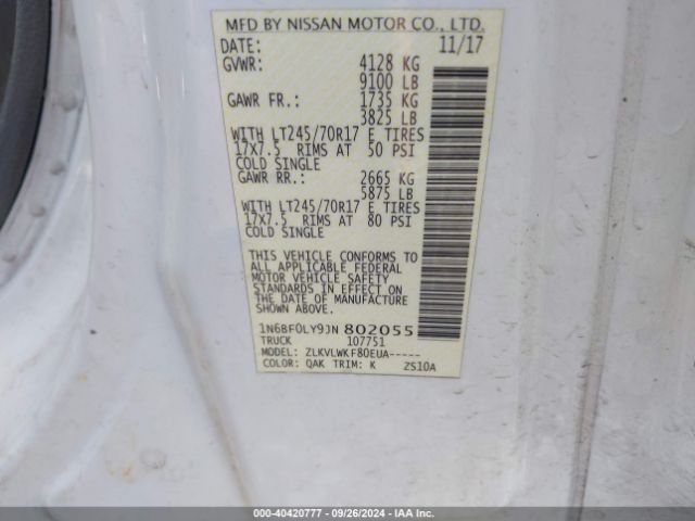 Photo 8 VIN: 1N6BF0LY9JN802055 - NISSAN NV 