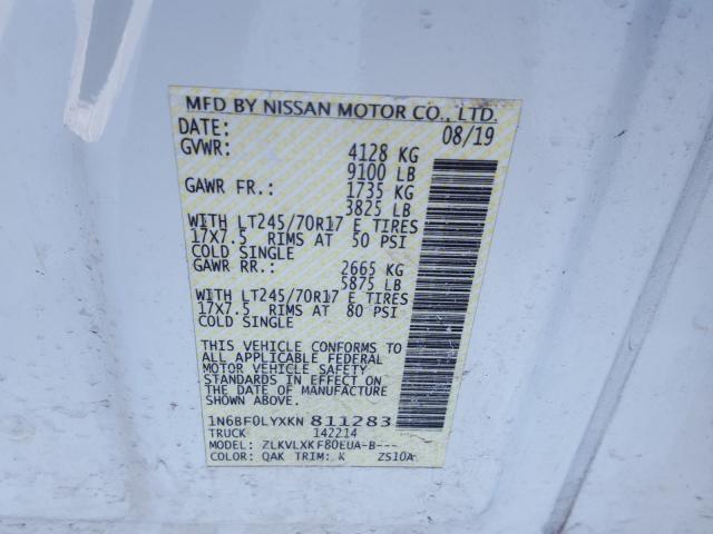 Photo 9 VIN: 1N6BF0LYXKN811283 - NISSAN NV 2500 S 