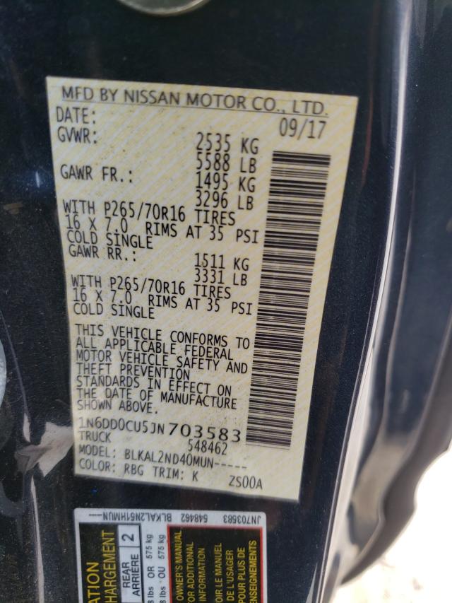 Photo 9 VIN: 1N6DD0CU5JN703583 - NISSAN FRONTIER S 