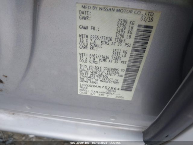 Photo 8 VIN: 1N6DD0ER4JN752864 - NISSAN FRONTIER 