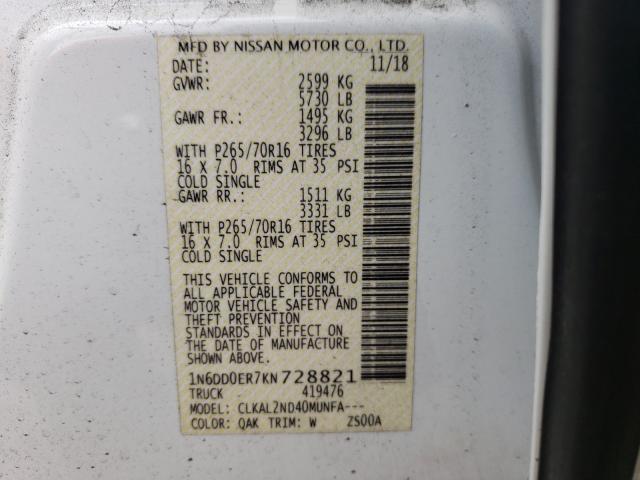 Photo 9 VIN: 1N6DD0ER7KN728821 - NISSAN FRONTIER S 