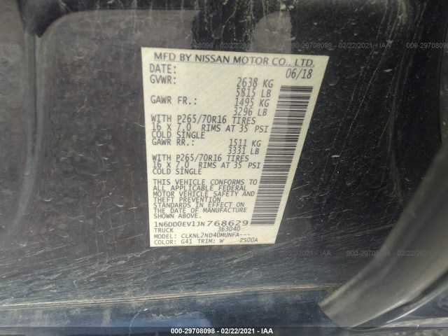 Photo 8 VIN: 1N6DD0EV1JN768629 - NISSAN FRONTIER 