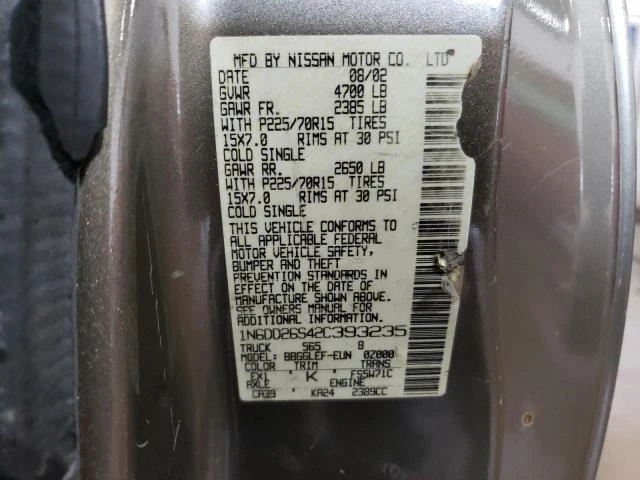 Photo 11 VIN: 1N6DD26S42C393235 - NISSAN FRONTIER K 