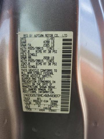 Photo 12 VIN: 1N6DD26T04C404887 - NISSAN FRONTIER 