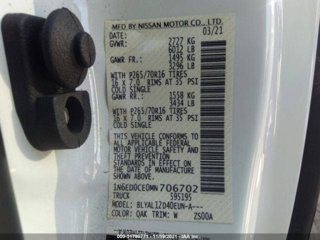 Photo 8 VIN: 1N6ED0CE0MN706702 - NISSAN FRONTIER 