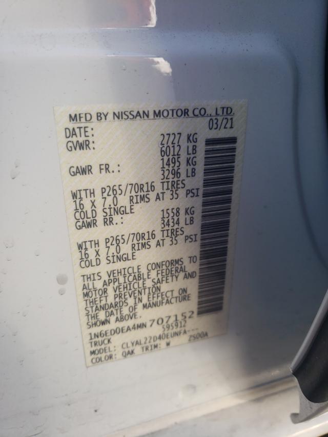 Photo 9 VIN: 1N6ED0EA4MN707152 - NISSAN FRONTIER S 