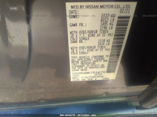 Photo 8 VIN: 1N6ED0EA6MN705676 - NISSAN FRONTIER 