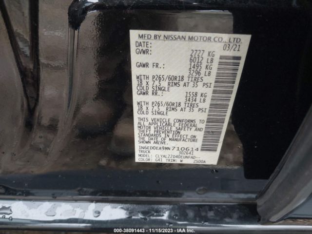 Photo 8 VIN: 1N6ED0EA9MN710614 - NISSAN FRONTIER 