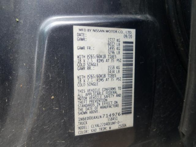 Photo 9 VIN: 1N6ED0EAXLN714976 - NISSAN FRONTIER S 