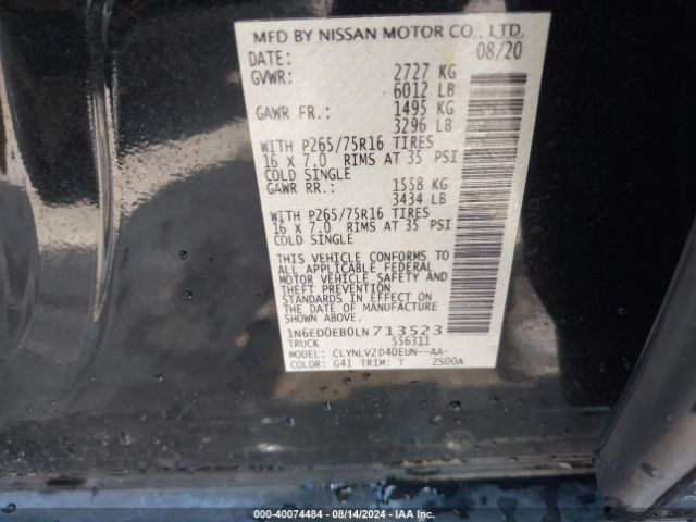 Photo 8 VIN: 1N6ED0EB0LN713523 - NISSAN FRONTIER 