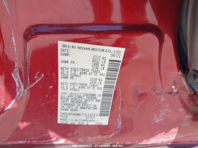 Photo 8 VIN: 1N6ED0EB0MN715032 - NISSAN FRONTIER 