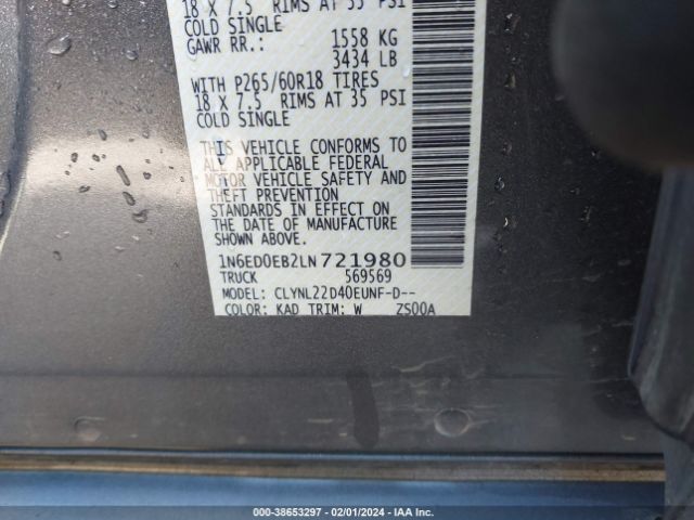 Photo 8 VIN: 1N6ED0EB2LN721980 - NISSAN FRONTIER 