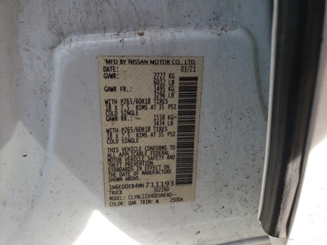 Photo 9 VIN: 1N6ED0EB4MN711193 - NISSAN FRONTIER 