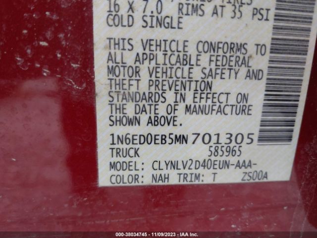 Photo 8 VIN: 1N6ED0EB5MN701305 - NISSAN FRONTIER 