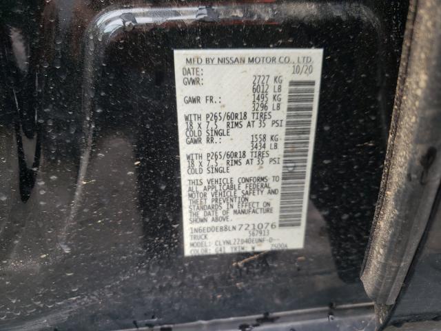 Photo 9 VIN: 1N6ED0EB8LN721076 - NISSAN FRONTIER S 