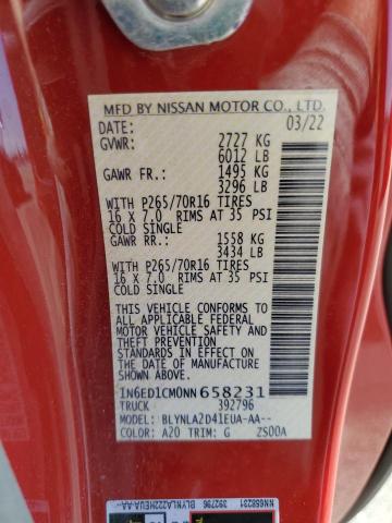 Photo 11 VIN: 1N6ED1CM0NN658231 - NISSAN FRONTIER S 