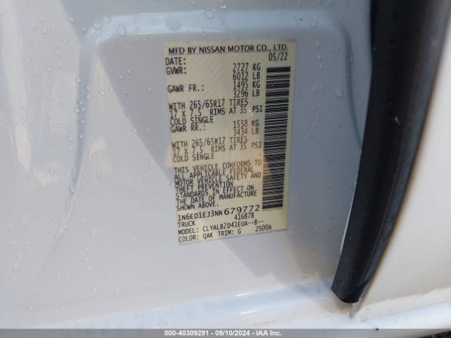 Photo 8 VIN: 1N6ED1EJ3NN679772 - NISSAN FRONTIER 