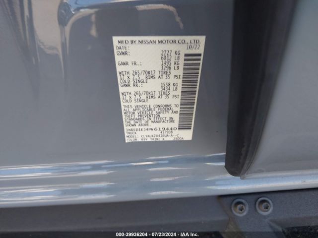 Photo 8 VIN: 1N6ED1EJ4PN619440 - NISSAN FRONTIER 