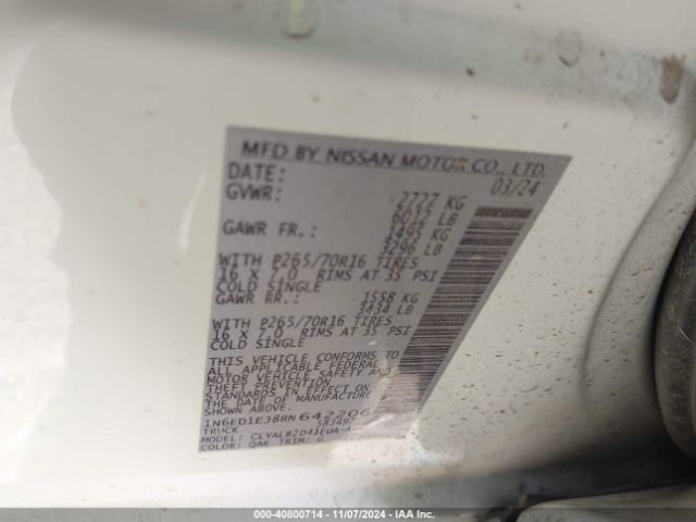 Photo 8 VIN: 1N6ED1EJ8RN642206 - NISSAN FRONTIER 