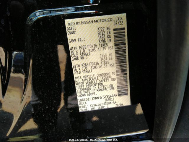 Photo 8 VIN: 1N6ED1EJXNN650849 - NISSAN FRONTIER 