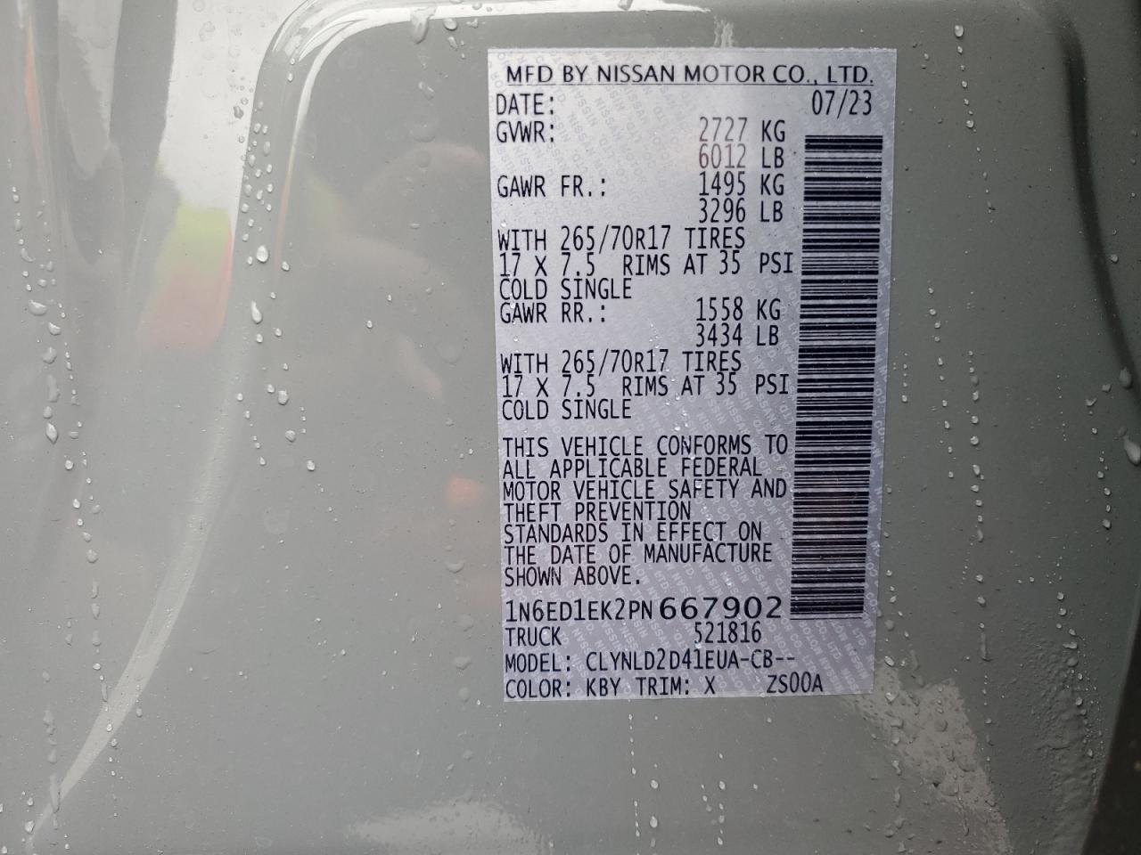 Photo 12 VIN: 1N6ED1EK2PN667902 - NISSAN NAVARA (FRONTIER) 