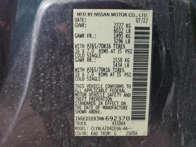 Photo 11 VIN: 1N6ED1EK3NN692370 - NISSAN FRONTIER S 