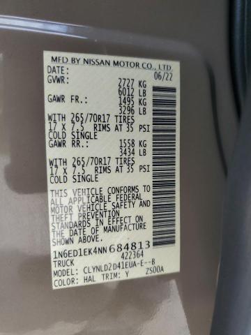 Photo 11 VIN: 1N6ED1EK4NN684813 - NISSAN FRONTIER S 