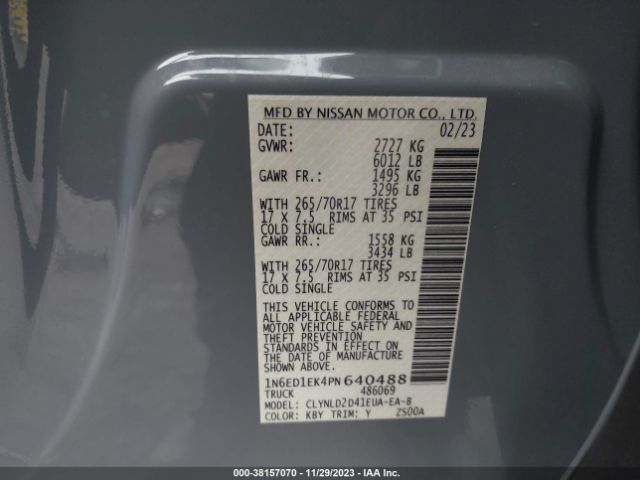 Photo 8 VIN: 1N6ED1EK4PN640488 - NISSAN FRONTIER 